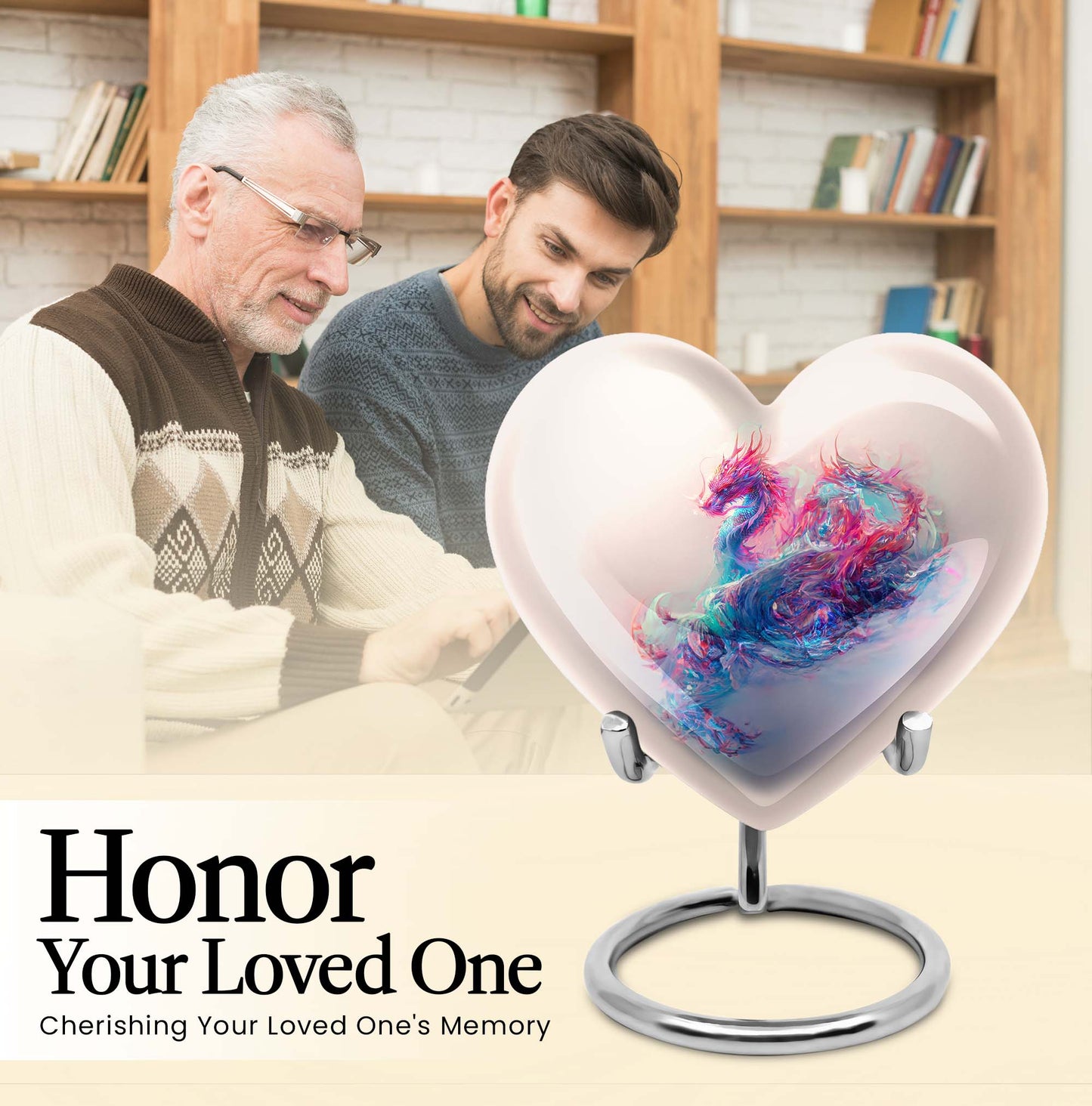 10-inch heart-shaped dragon urn, 