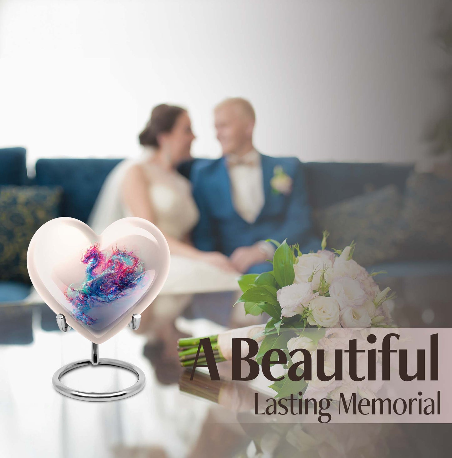 10-inch heart-shaped dragon urn, 