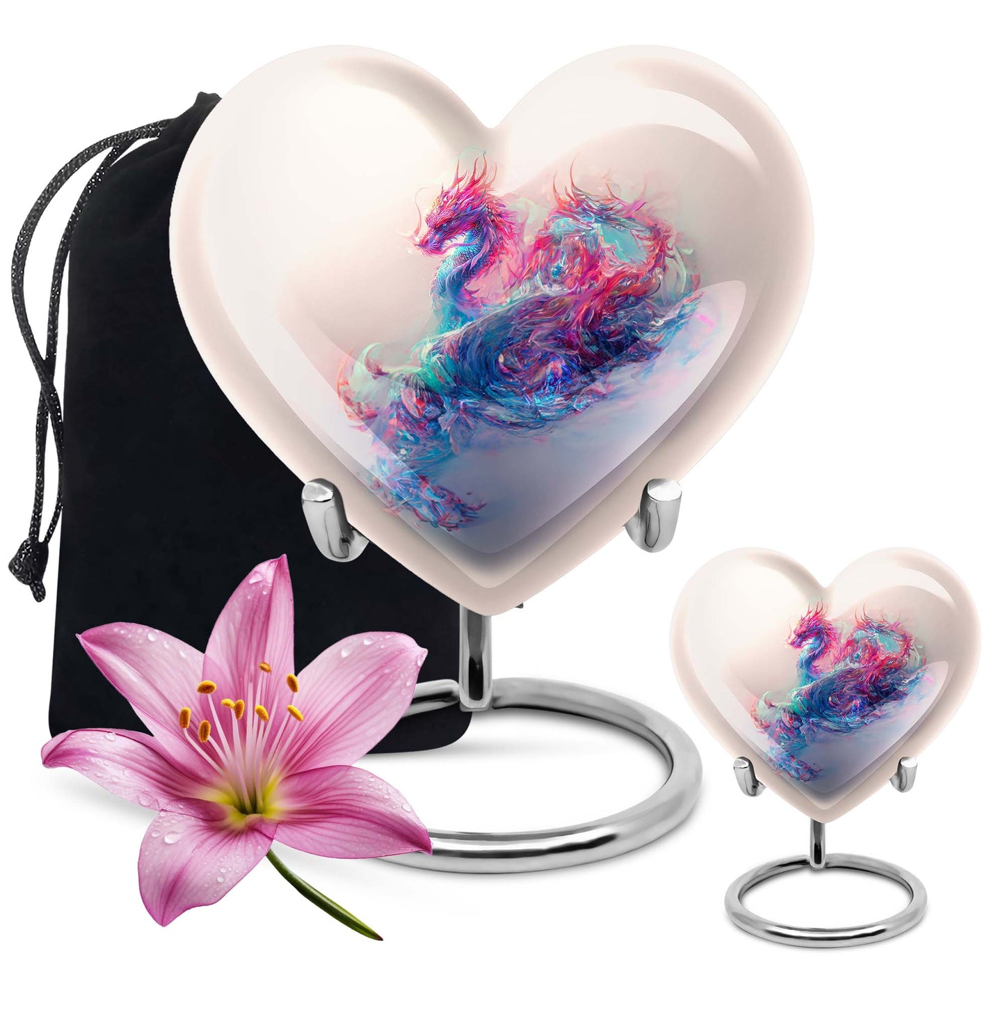 10-inch heart-shaped dragon urn, 