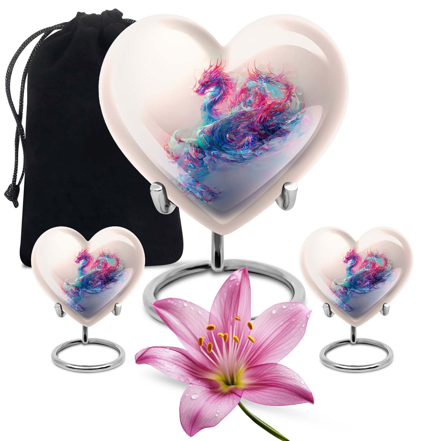 10-inch heart-shaped dragon urn, 