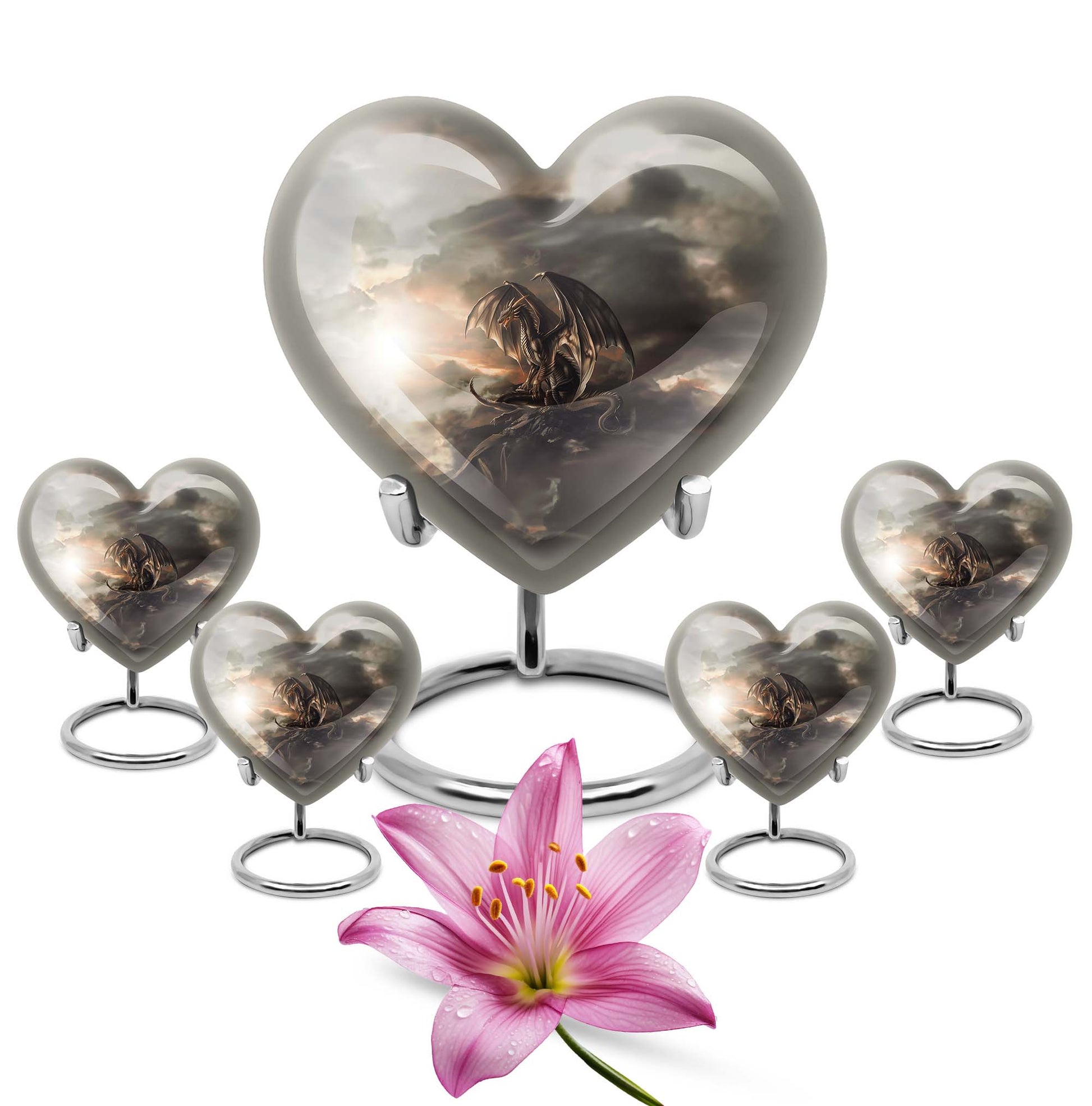 heart-shaped dragon urn