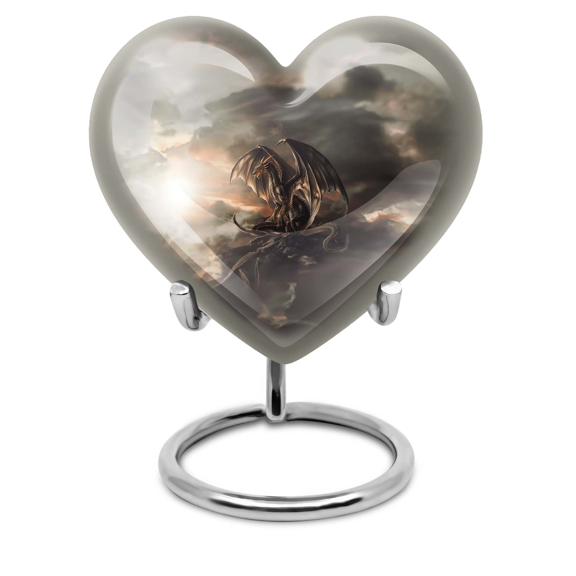 heart-shaped dragon urn