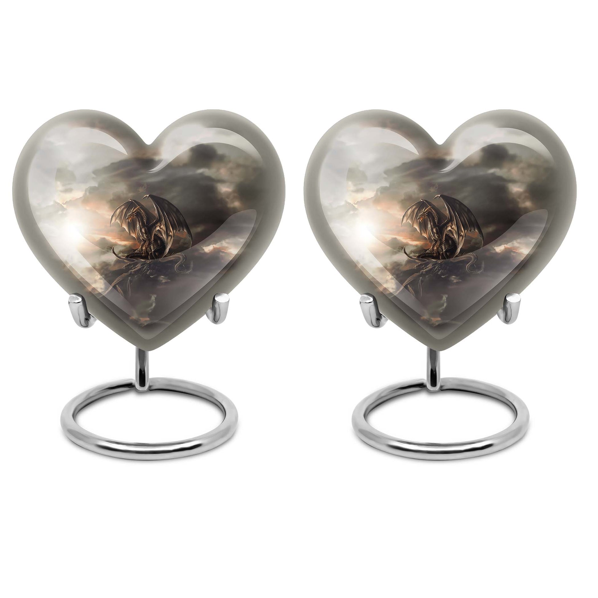 heart-shaped dragon urn