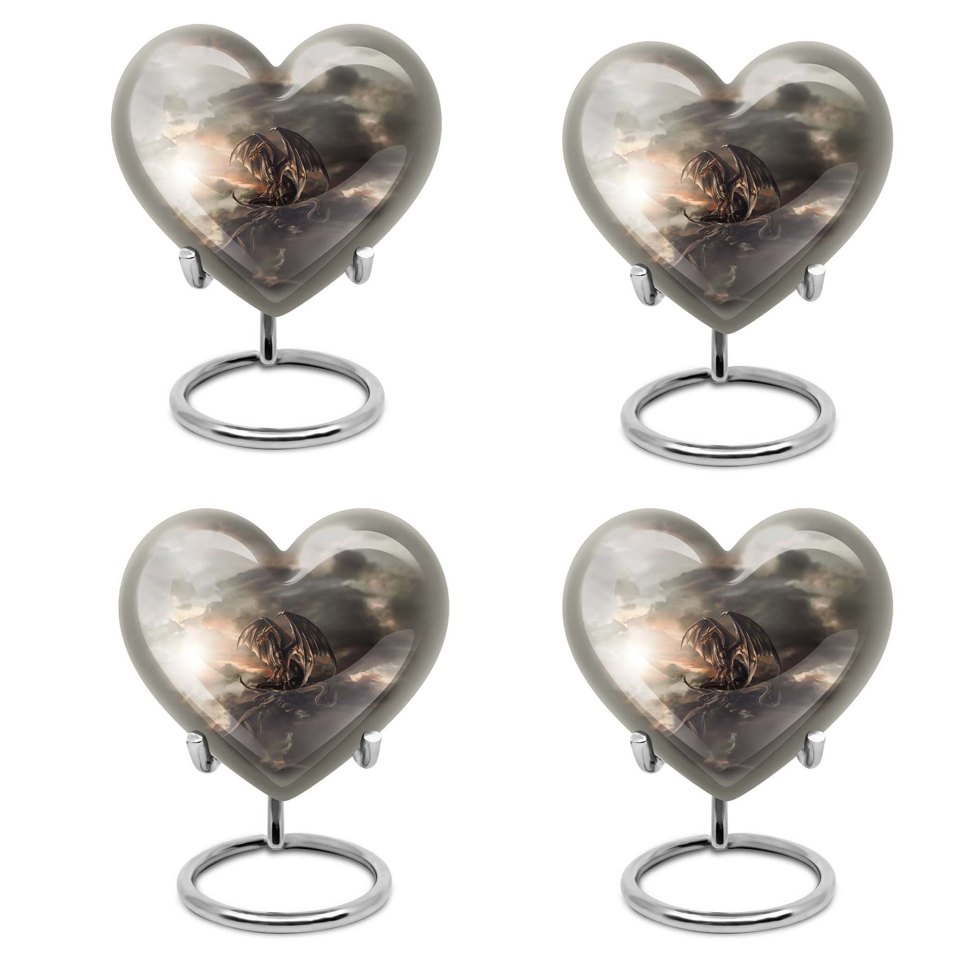 heart-shaped dragon urn