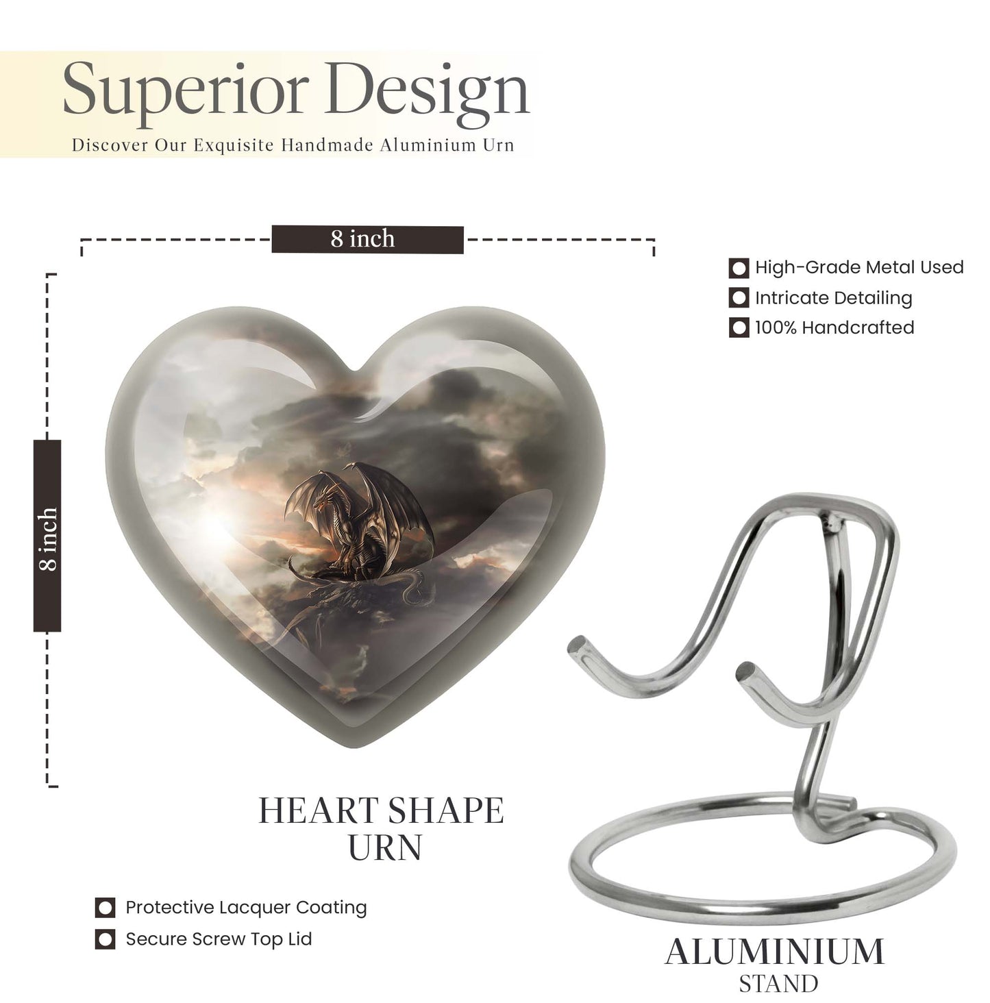 heart-shaped dragon urn