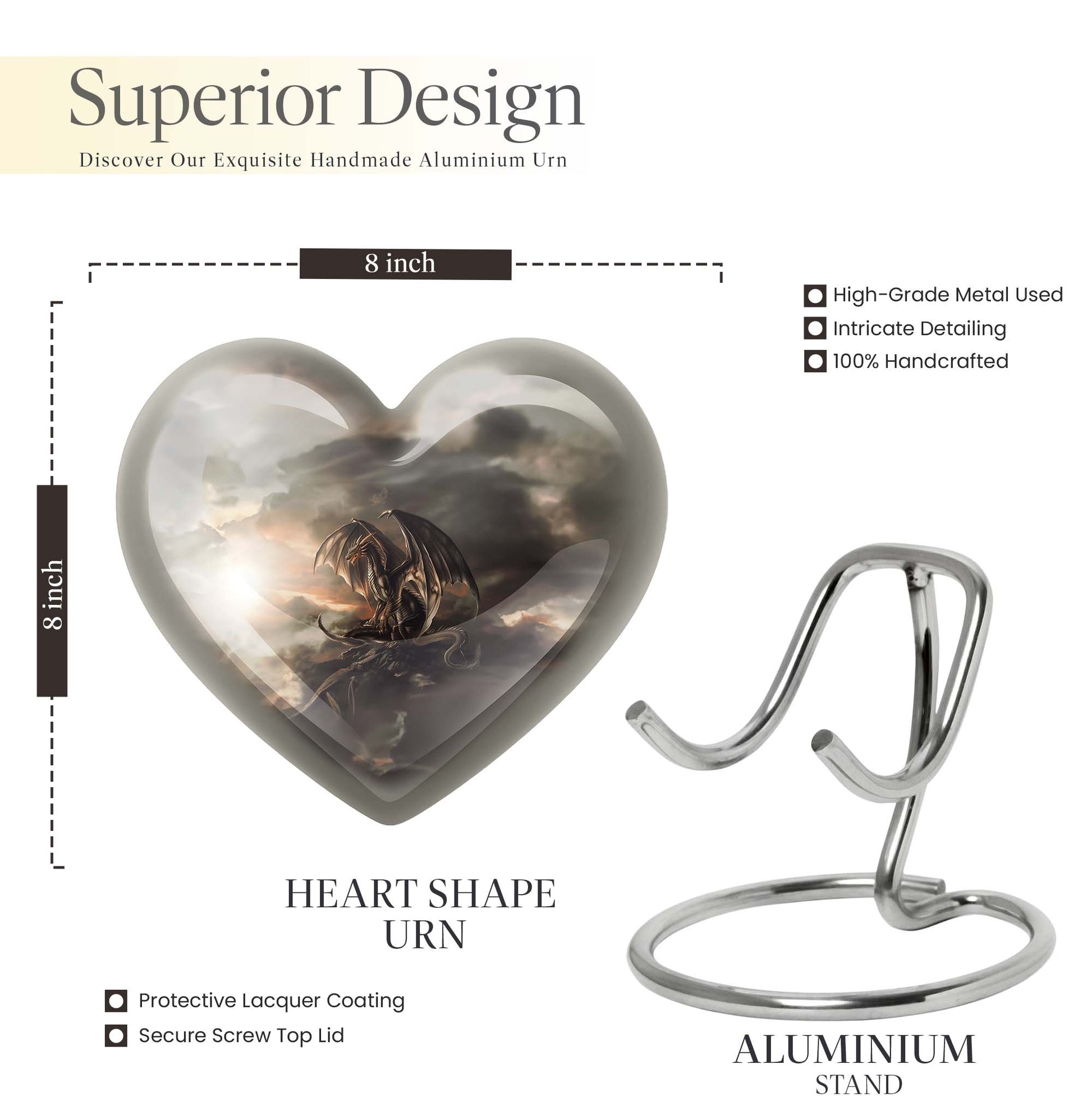 heart-shaped dragon urn