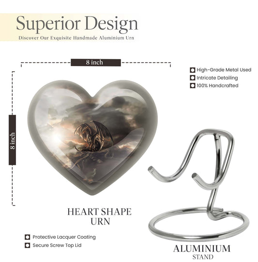 heart-shaped dragon urn