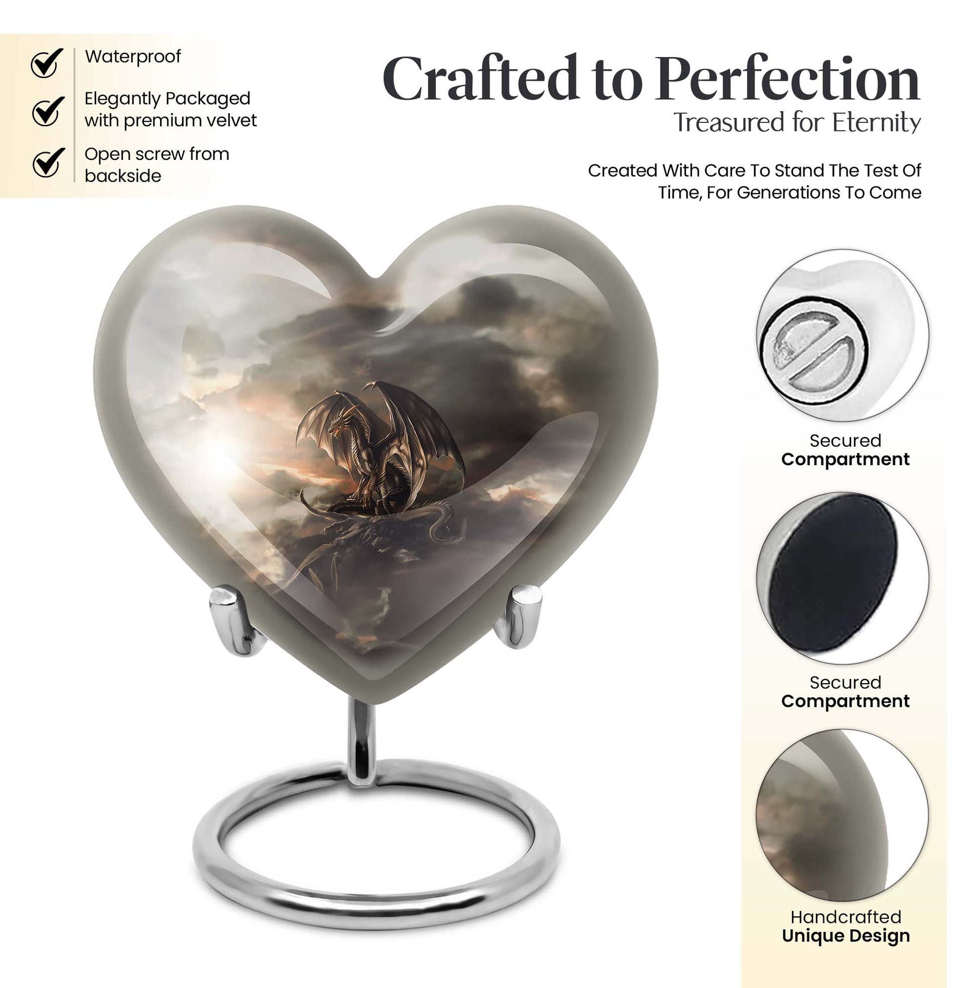 heart-shaped dragon urn