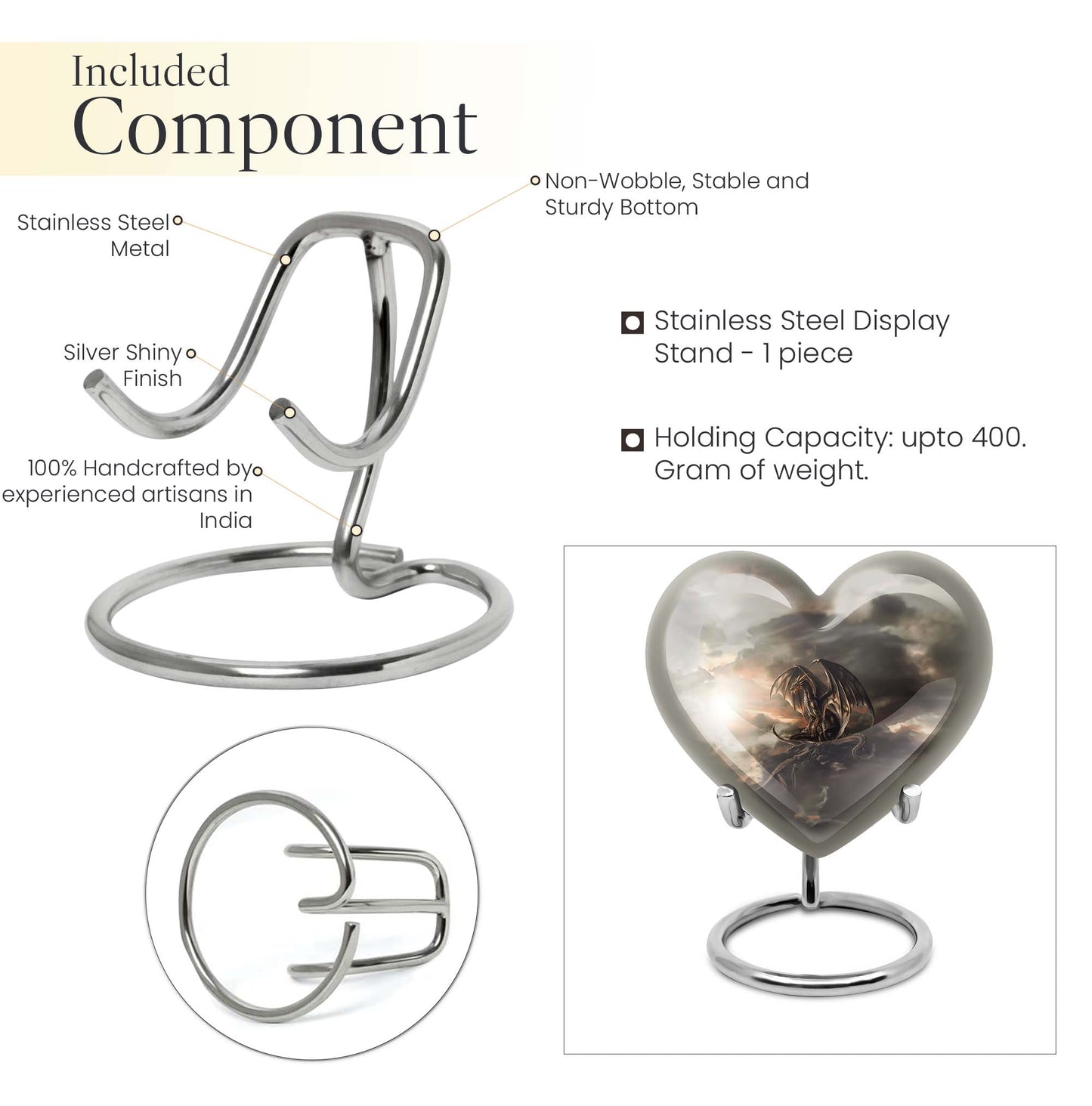 heart-shaped dragon urn