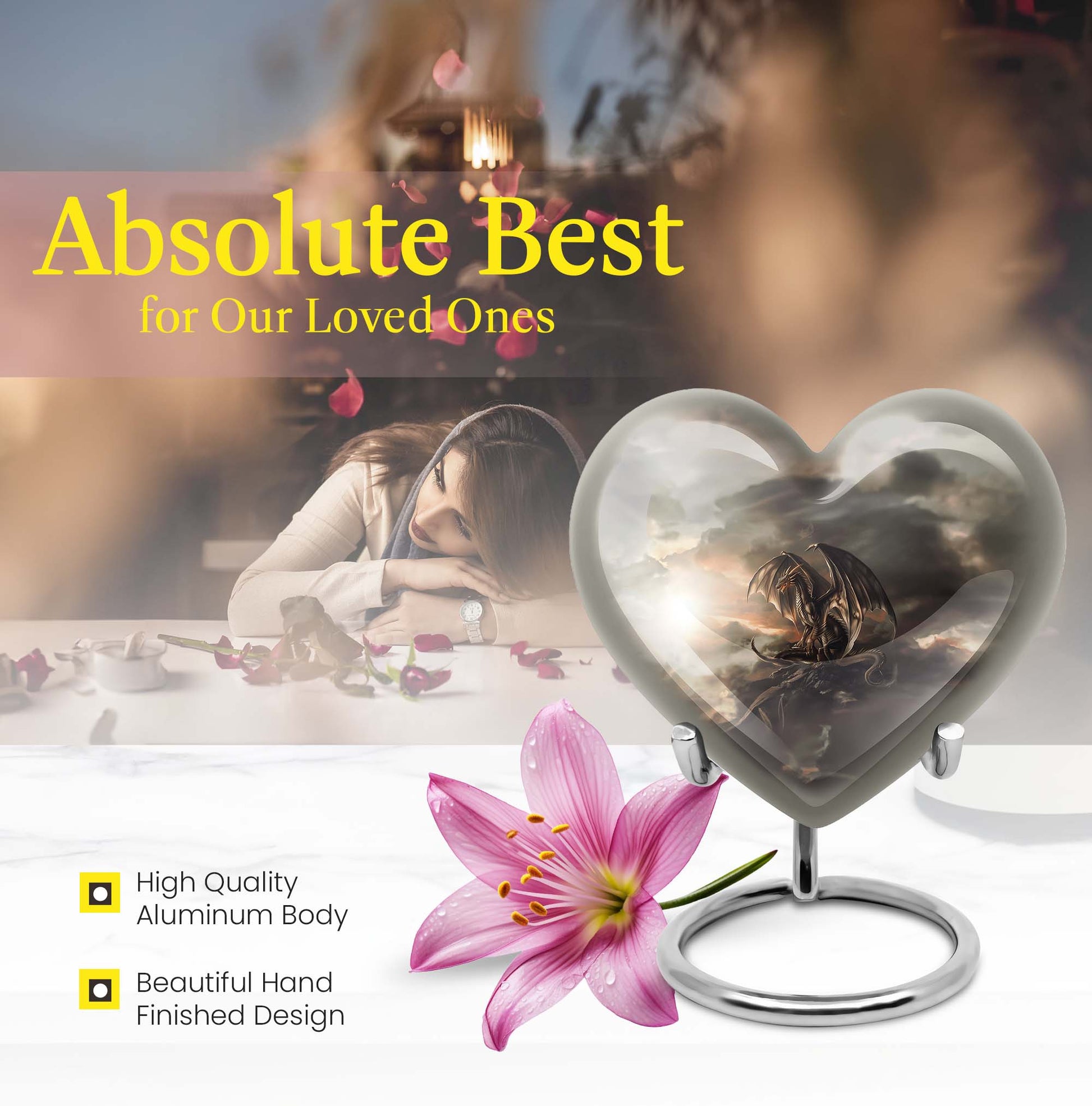 heart-shaped dragon urn