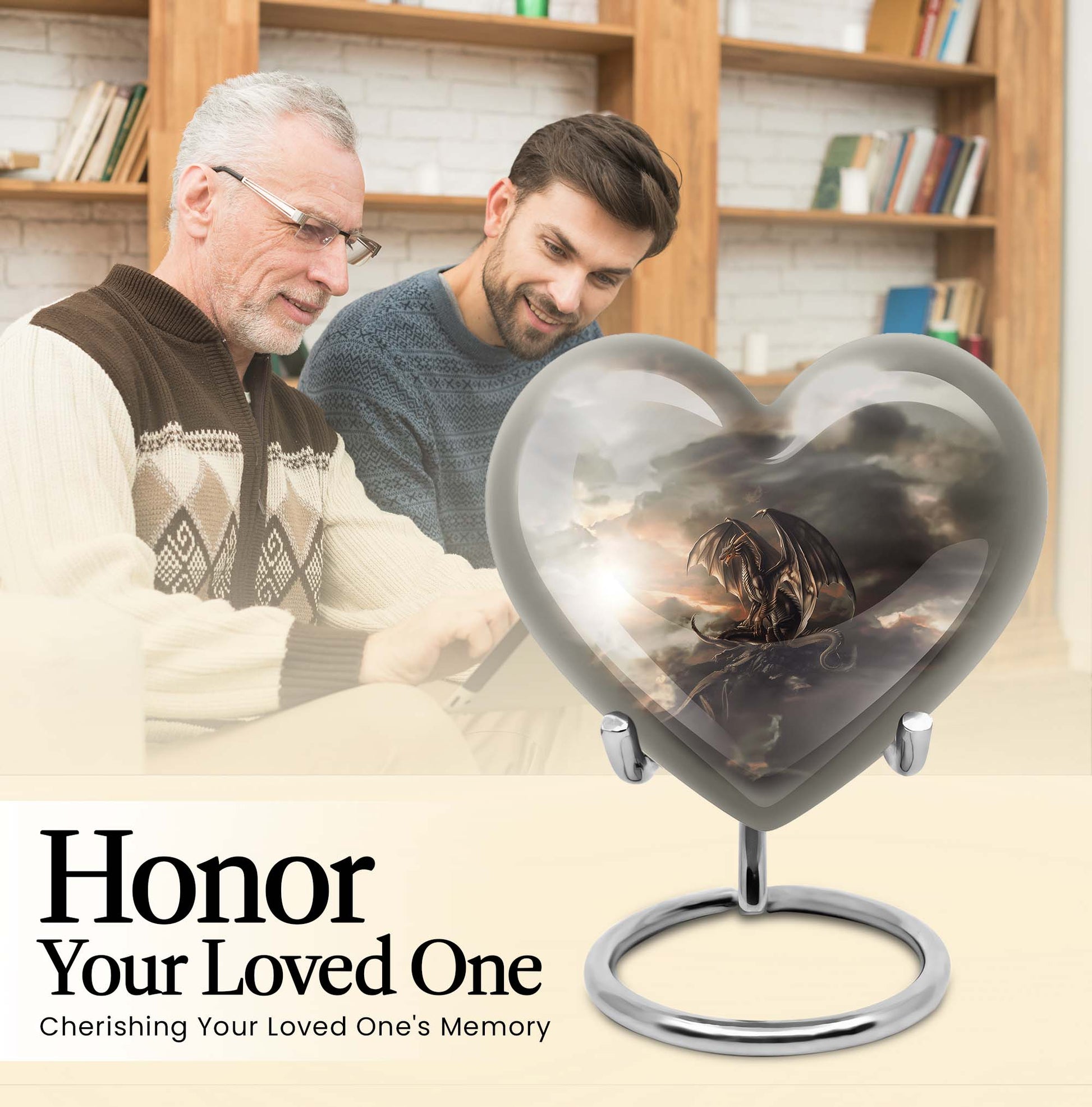 heart-shaped dragon urn