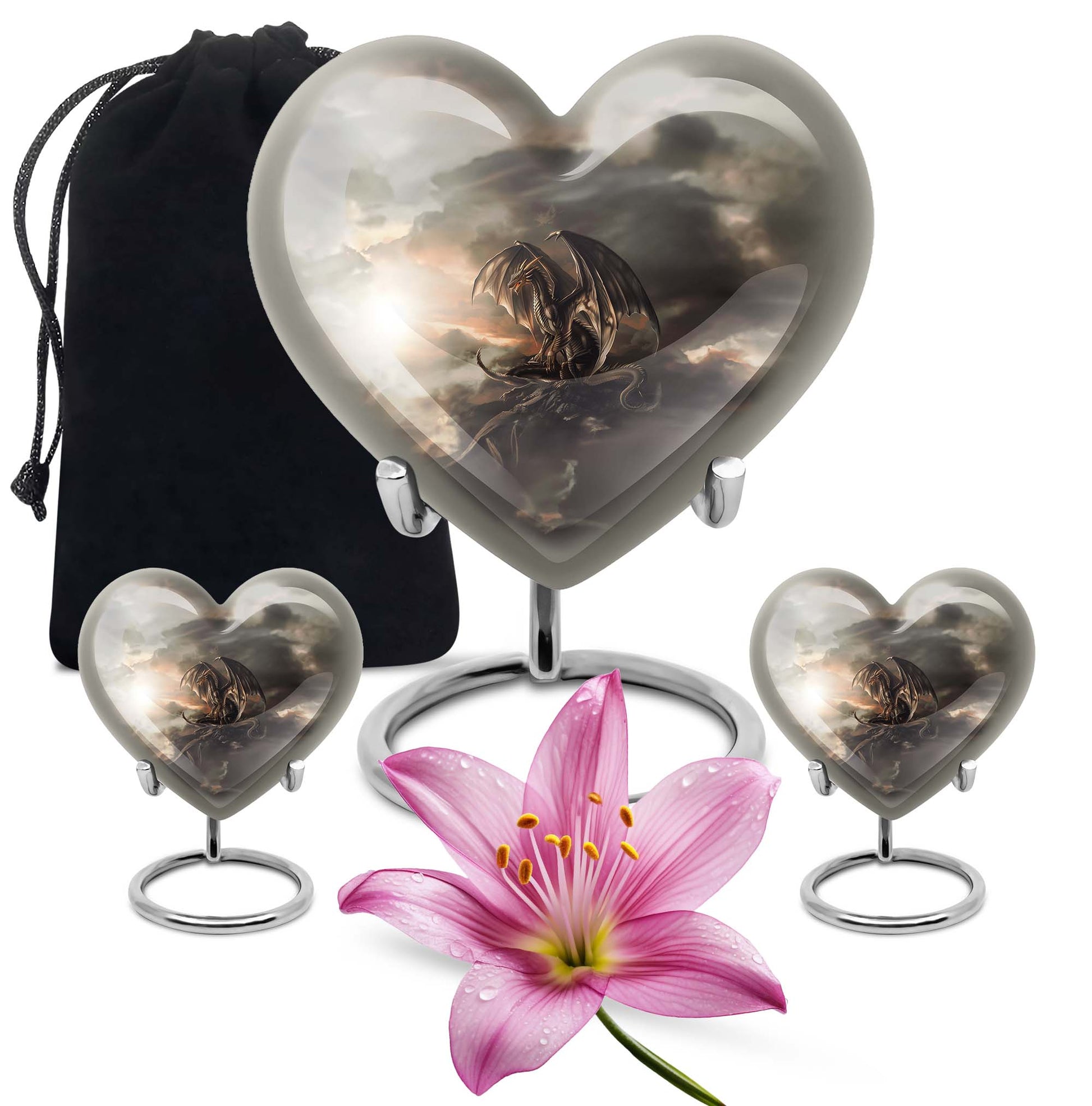 heart-shaped dragon urn