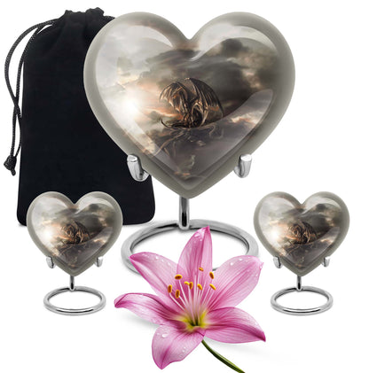 heart-shaped dragon urn