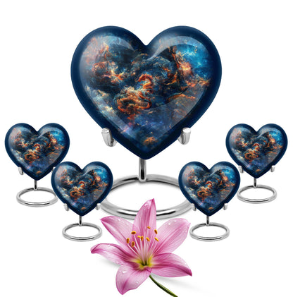 10-inch dragon urn in abstract heart design,
