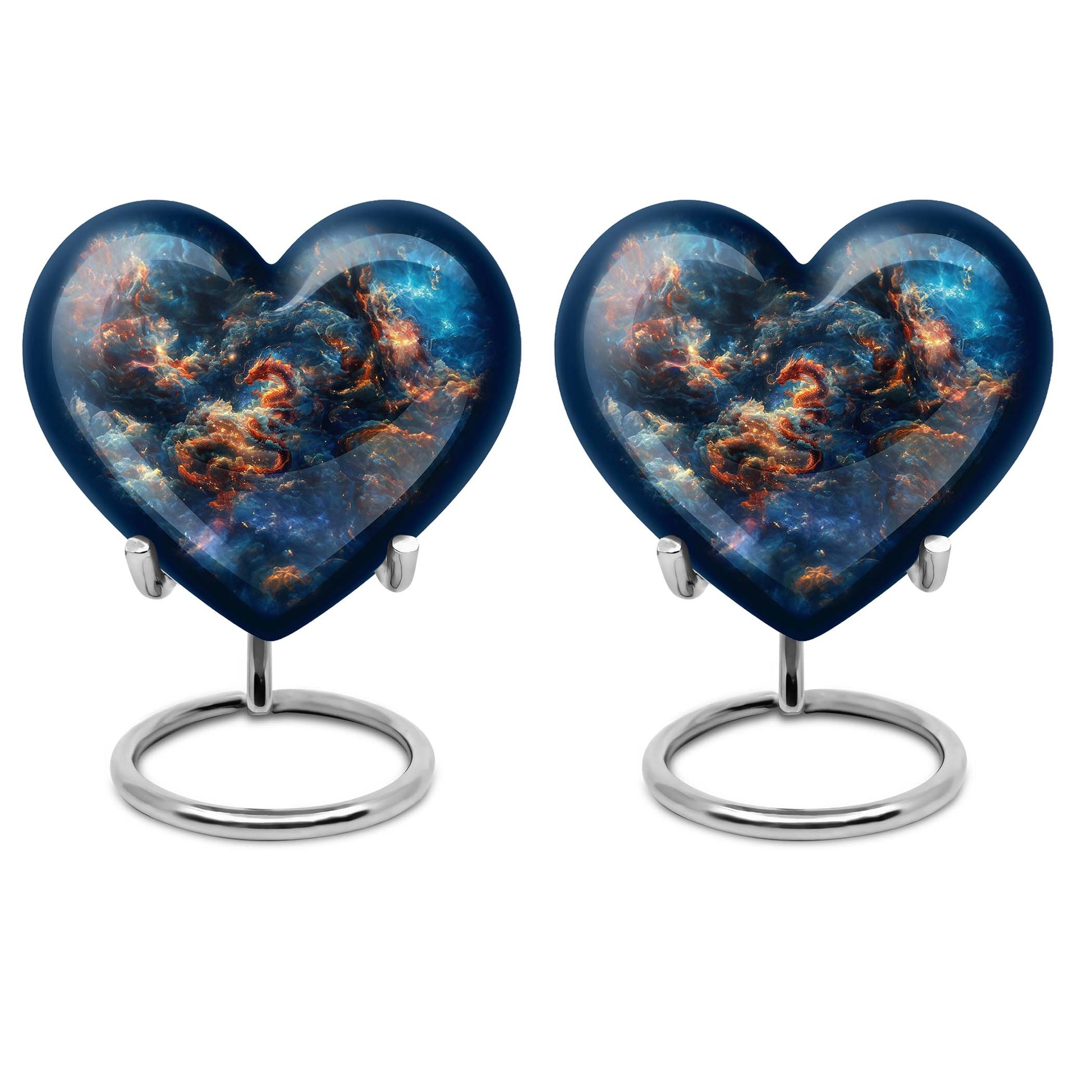10-inch dragon urn in abstract heart design,
