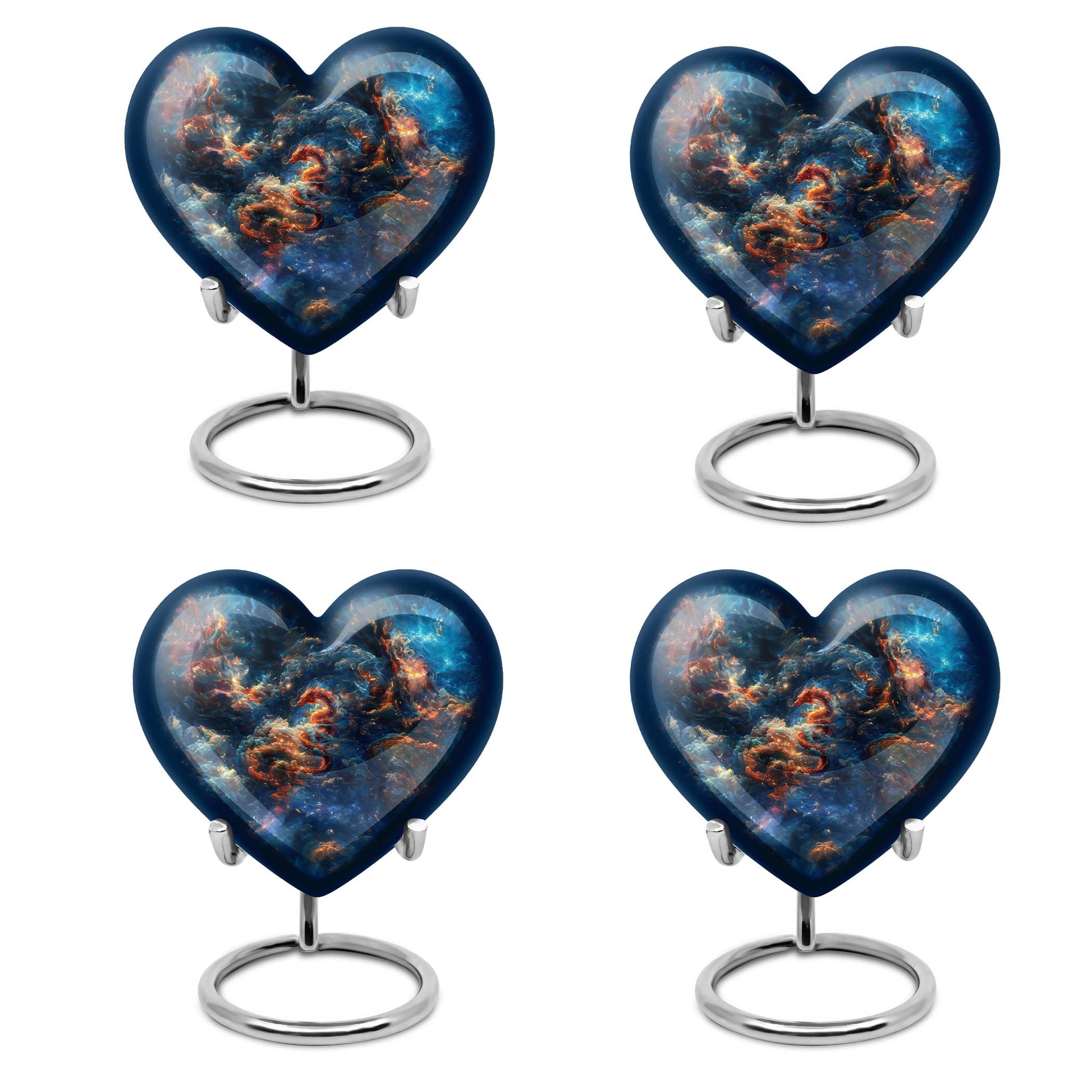 10-inch dragon urn in abstract heart design,