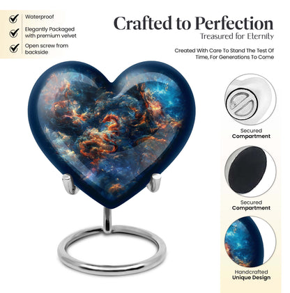 10-inch dragon urn in abstract heart design,