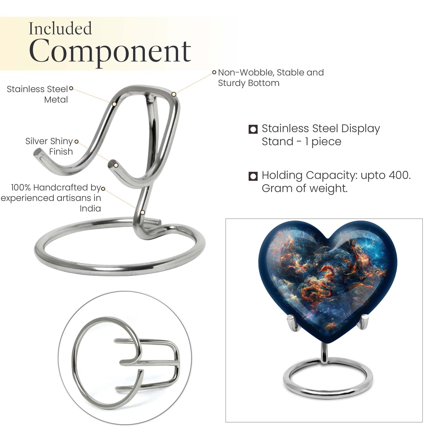 10-inch dragon urn in abstract heart design,