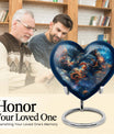 10-inch dragon urn in abstract heart design,
