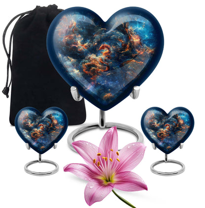 10-inch dragon urn in abstract heart design,