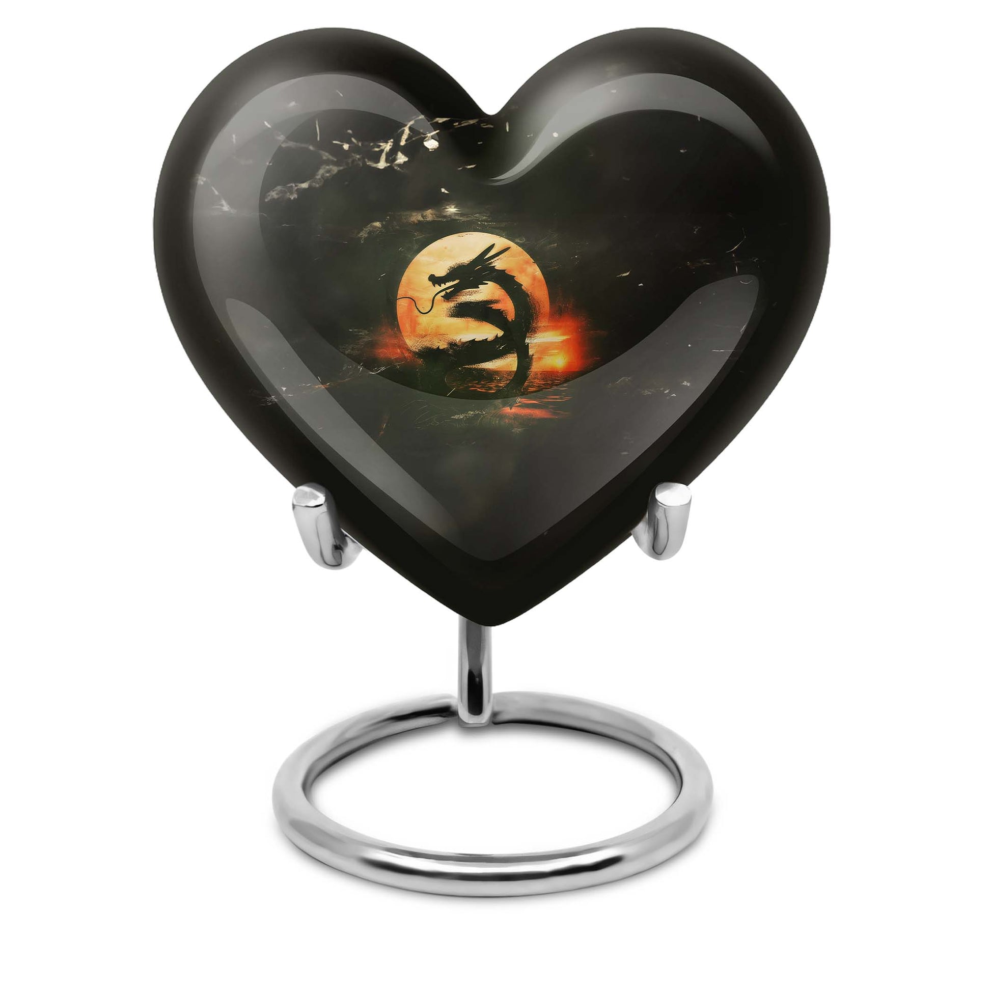 Heart-shaped dragon urn for women's ashes