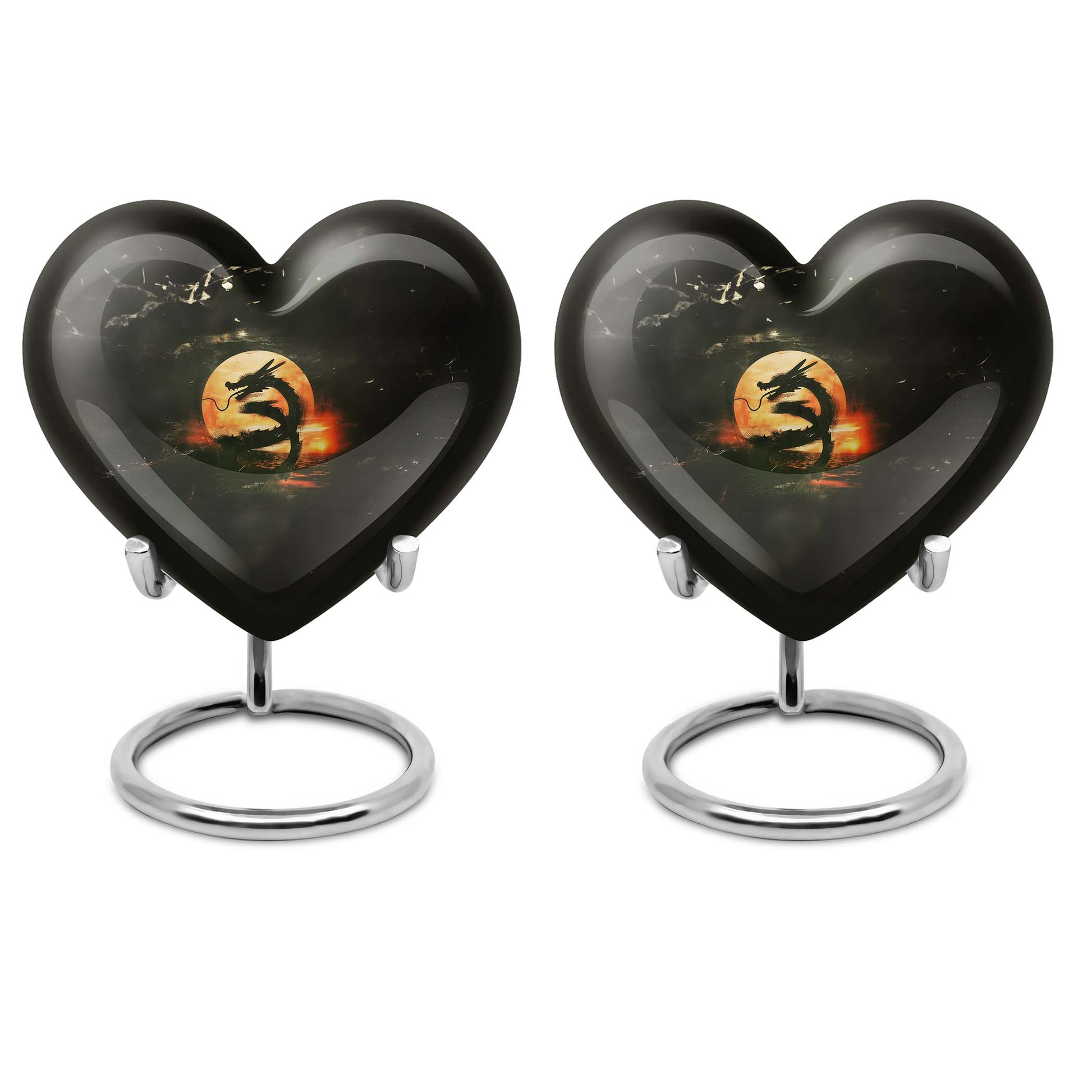 Heart-shaped dragon urn for women's ashes
