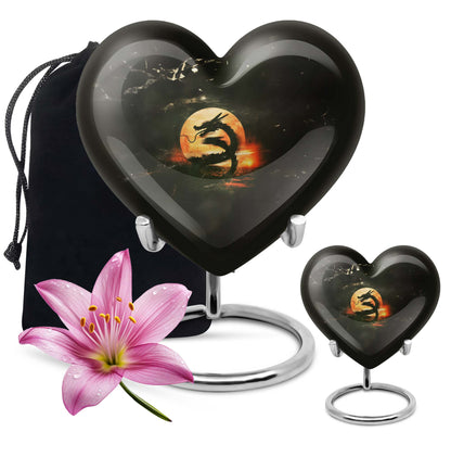 Heart-shaped dragon urn for women's ashes
