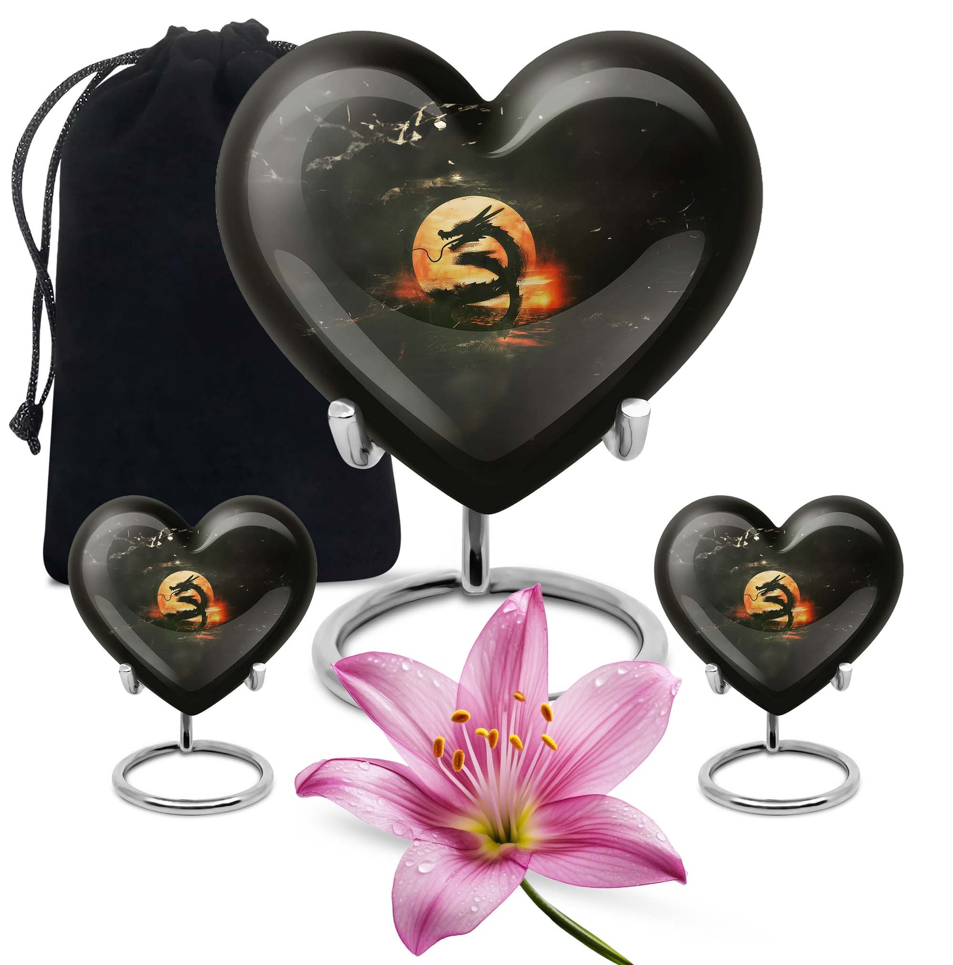 Heart-shaped dragon urn for women's ashes