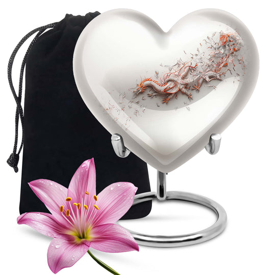  dragon themed heart urn for male adults, 