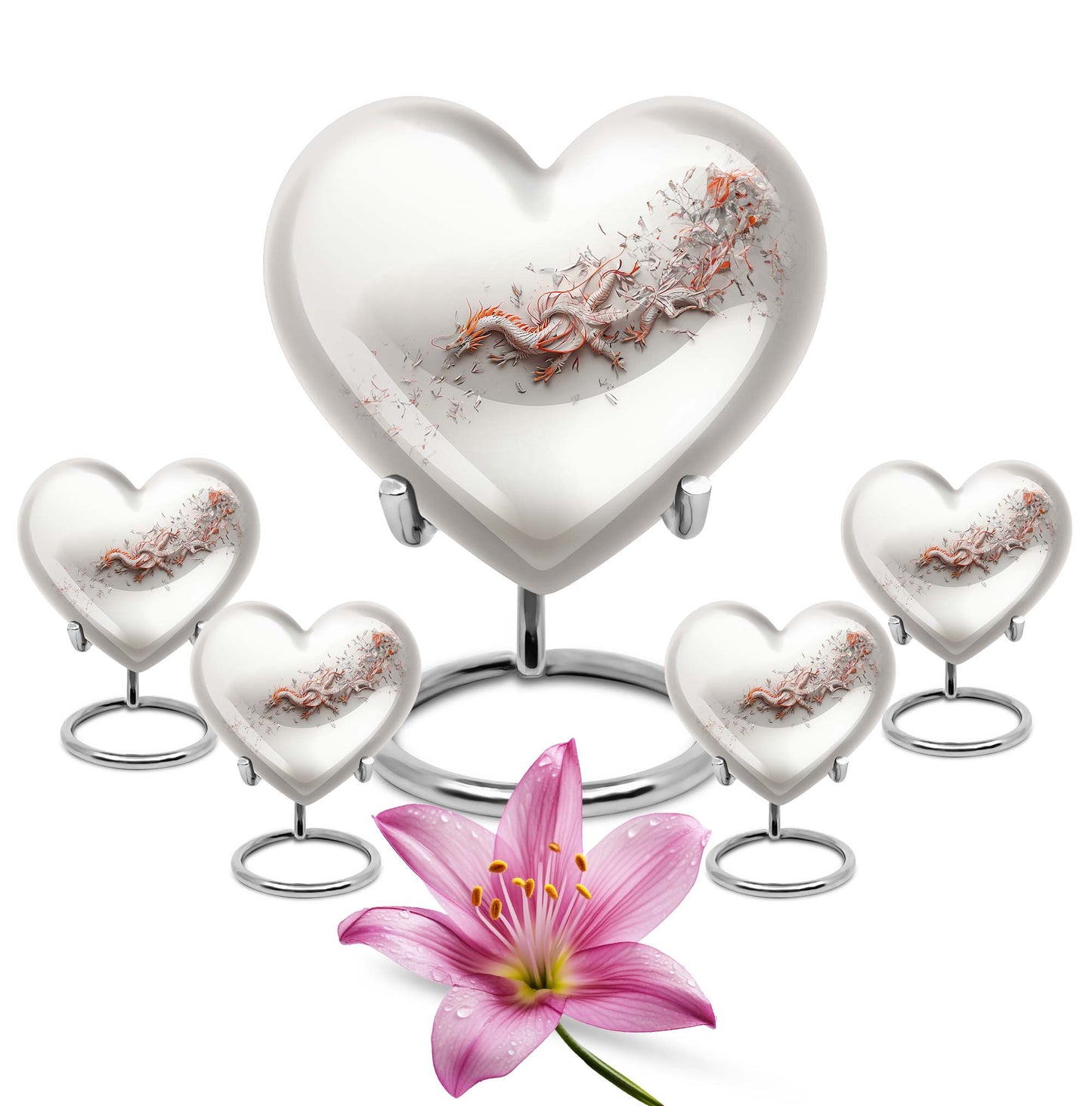  dragon themed heart urn for male adults, 