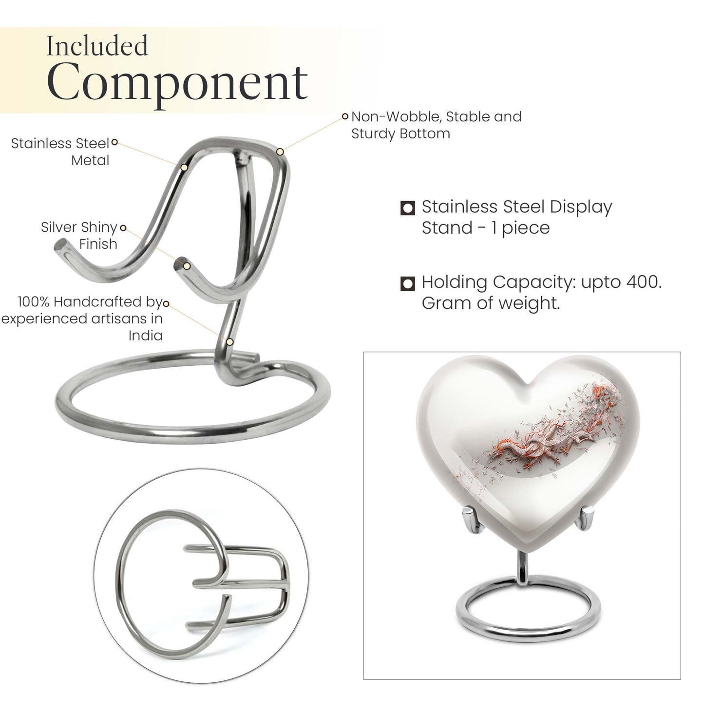  dragon themed heart urn for male adults, 