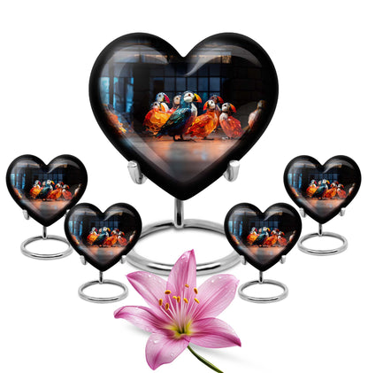 Puffin bird heart design urn for ashe