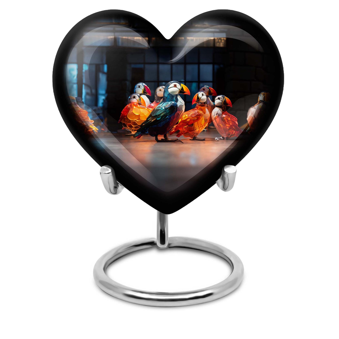 Puffin bird heart design urn for ashe