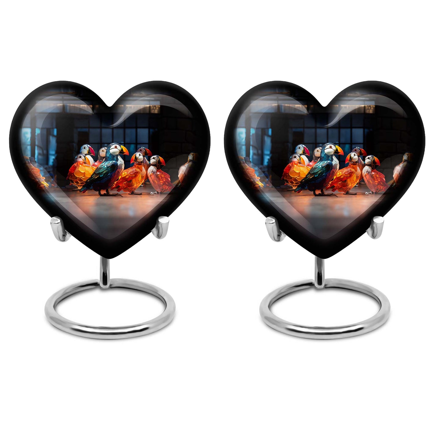 Puffin bird heart design urn for ashe