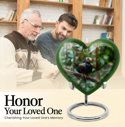 10-inch Puffin bird heart-shaped cremation urn