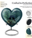 Heart-shaped crow cremation urn