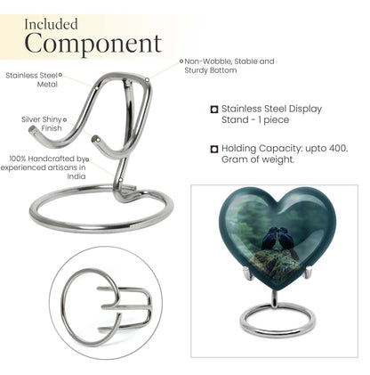 Heart-shaped crow cremation urn