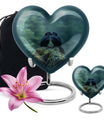 Heart-shaped crow cremation urn