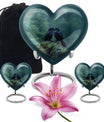 Heart-shaped crow cremation urn