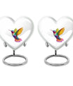 Heart shaped humming bird urn, funeral cremation urn