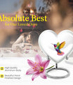 Heart shaped humming bird urn, funeral cremation urn