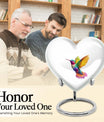 Heart shaped humming bird urn, funeral cremation urn