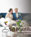 Heart shaped humming bird urn, funeral cremation urn