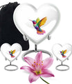 Heart shaped humming bird urn, funeral cremation urn