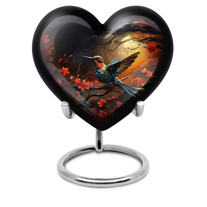 Heart design humming bird urn