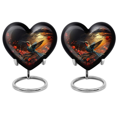 Heart design humming bird urn