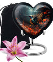 10-inch heart-shaped hummingbird urn