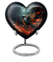 10-inch heart-shaped hummingbird urn