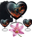 10-inch heart-shaped hummingbird urn