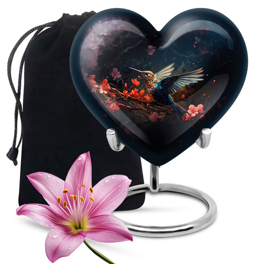 10-inch humming bird urn, heart-designed cremation
